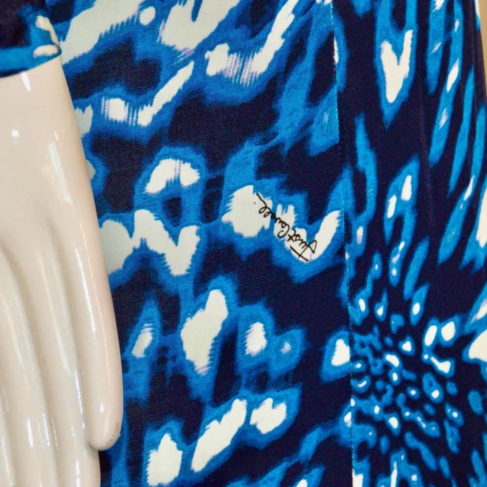Roberto Cavalli Just Cavalli Blue Psychedelic Print Dress EU 40 Bodycon 🇮🇹 - Picture 12 of 13